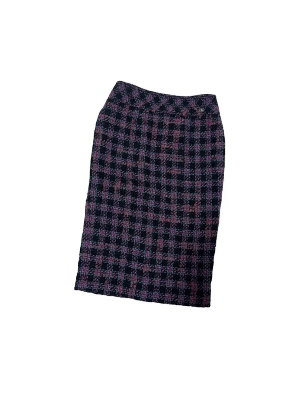 Chanel CC Logo Button Tweed Skirt 36